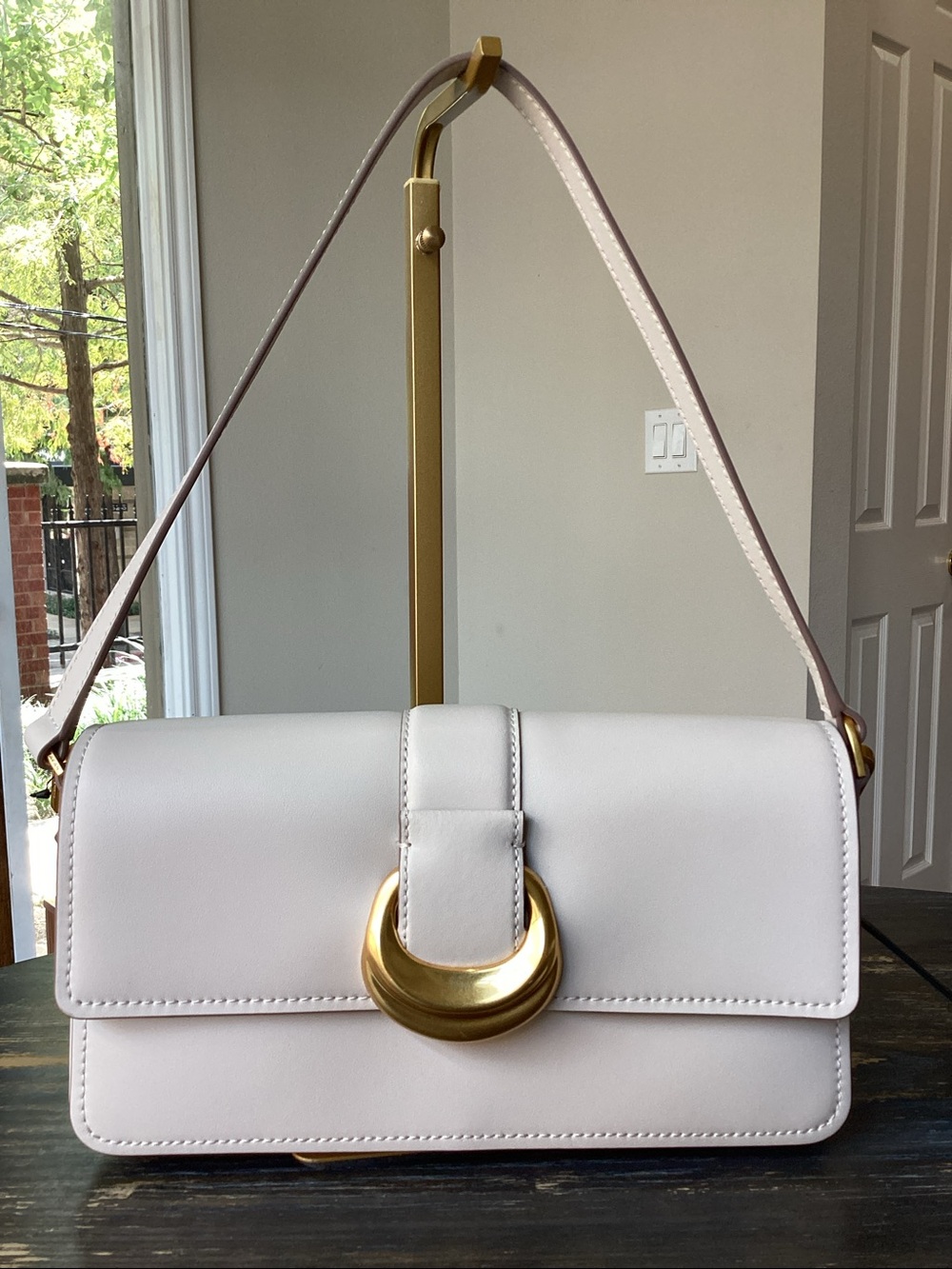 Donna Karan Valley Stream Sand Leather Shoulder Bag